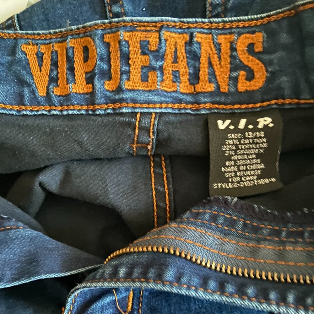 VIP JEANS DENIM Blue  sz 12-13 Junior 5 Pockets Zipper
